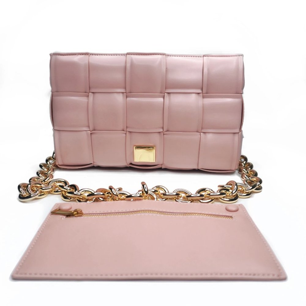 Bubblegum Pink Padded Crossbody Chain Bag - Picture 5 of 6